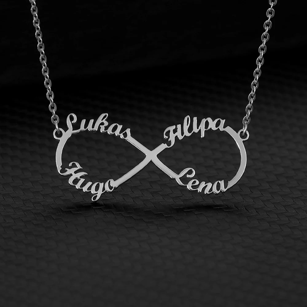 Custom Double Heart Two Names Infinity Necklaces For Women Stainless Steel Customized Necklace Pendant Personalized Jewelry Gift Badiee Stylez