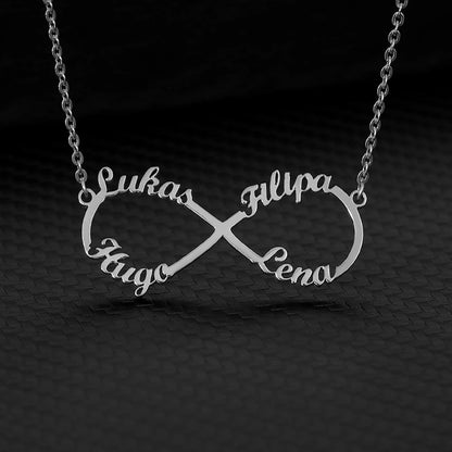 Custom Double Heart Two Names Infinity Necklaces For Women Stainless Steel Customized Necklace Pendant Personalized Jewelry Gift Badiee Stylez