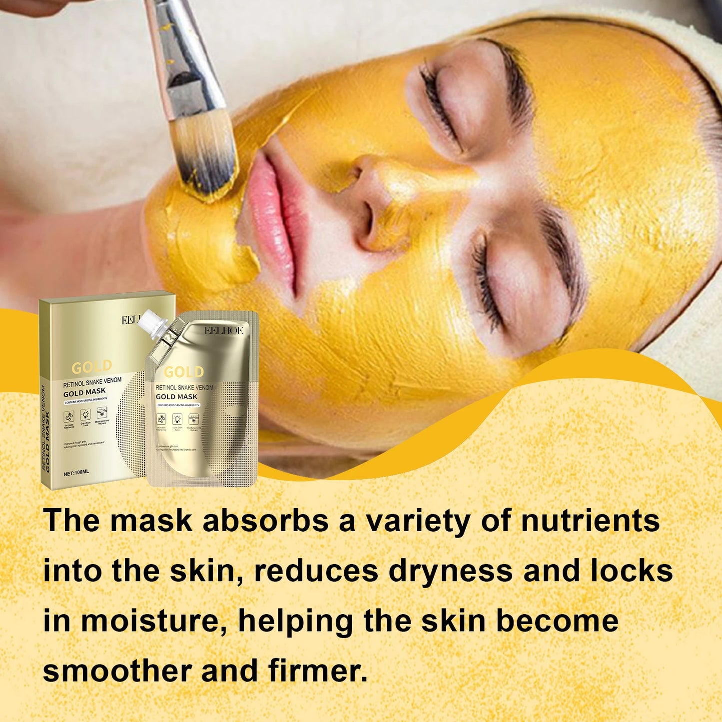 Gold Retinol Snake Venom Peel Off Mask Remove Blackheads Deep Cleansing Shrink Pores Moisturizing Facial Mask Skin Care Products