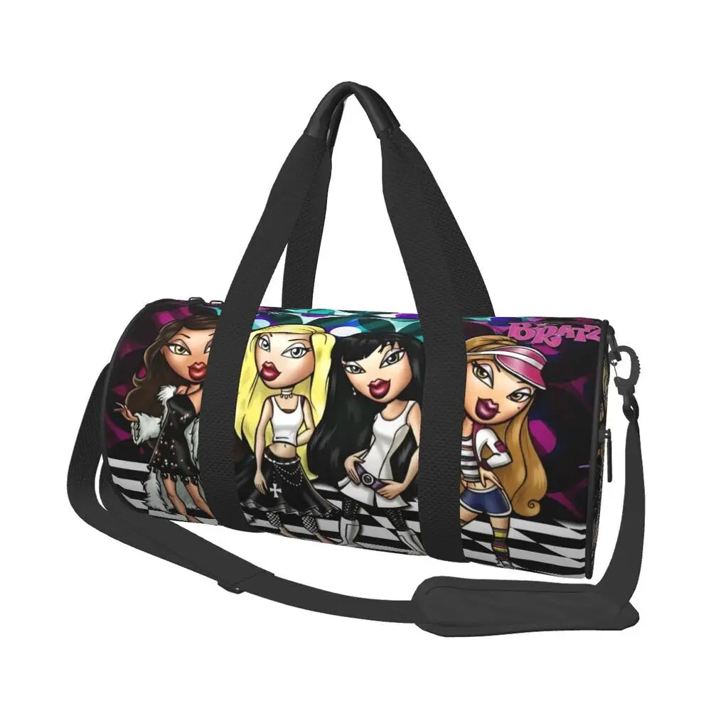 Bratz Glitter Sparkle Gym Bag Weekend Sports Bags Gym Accessories Travel Pattern Handbag Retro Fitness Bag For Male Female Badiee Stylez