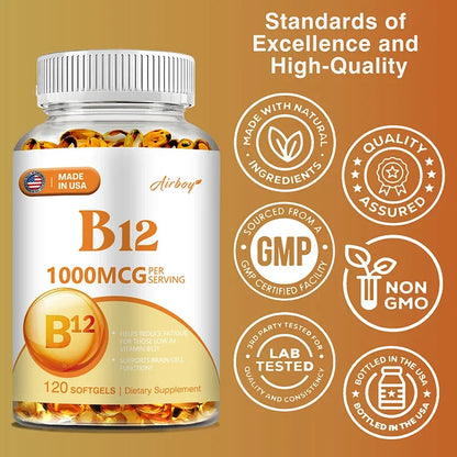 Vitamin B12 1000mcg - Dietary Supplement To Support Energy Metabolism, Mental Clarity, and Nervous System Health