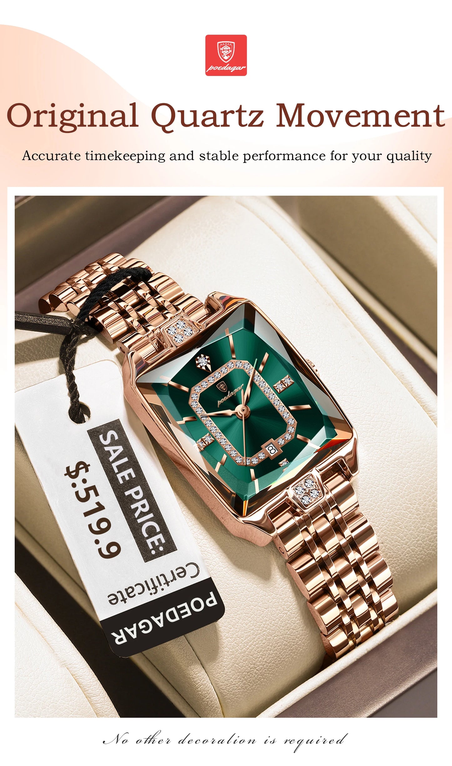 POEDAGAR Luxury Watch For Woman Waterproof Calendar High Quality Ladies Watch Stainless Steel Quartz Women's Watches Elegant+Box