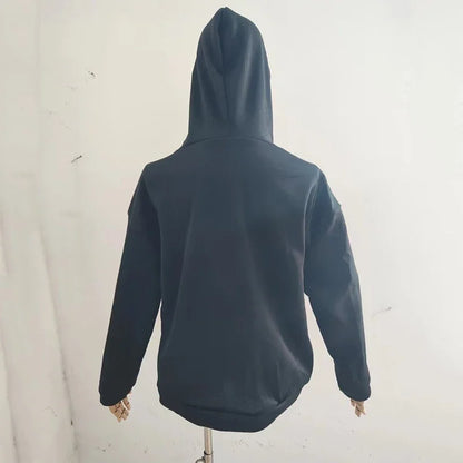 Y2K Gothic Butterfly Print Zip Up Women Hoodies 2025 Winter Grunge Skeleton Sweatshirt Casual Hooded Jacket Streetwear Hoodie