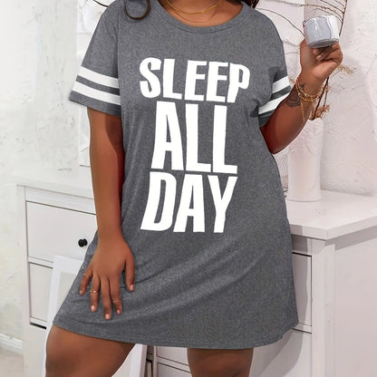 Sleep All Day Printed Women's Nightgowns High Stretch Comfortable Pajamas Women's Summer Home Dress Plus Size Halter Dress CDXQ-253