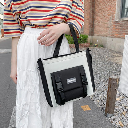 Four Piece Set of Student Backpack for Women in Korean Version Casual Canvas High School Campus with Large Capacity