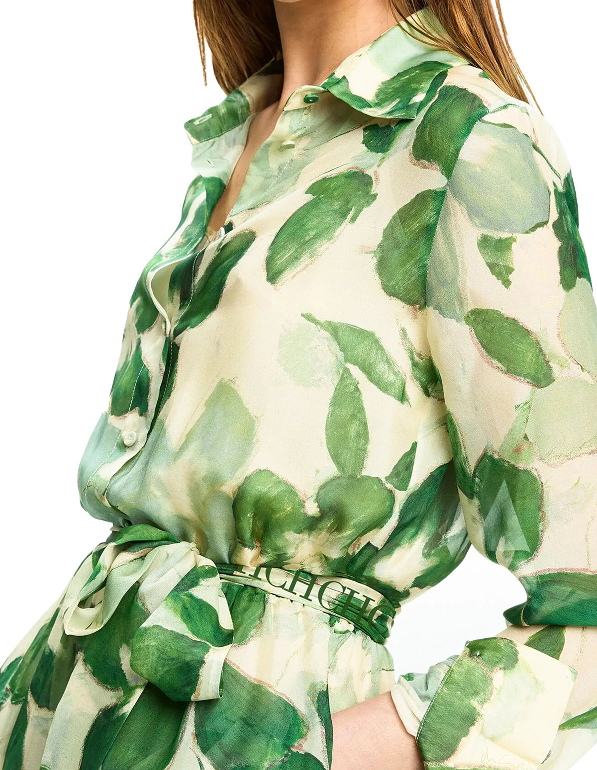 CHCH 2025 Dresses Women's New Belted Chiffon Print V-neck Chic Slim Long Dress Fashion Elegant Holiday Street Women's Dress