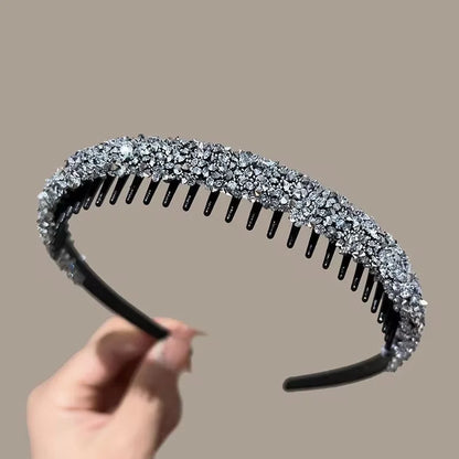 New Non-slip Rhinestone Headbands Solid Wave Hairbands for Women Girls Bezel Fashion Hair Hoop Ladies Boutique Hair Accessories Badiee Stylez