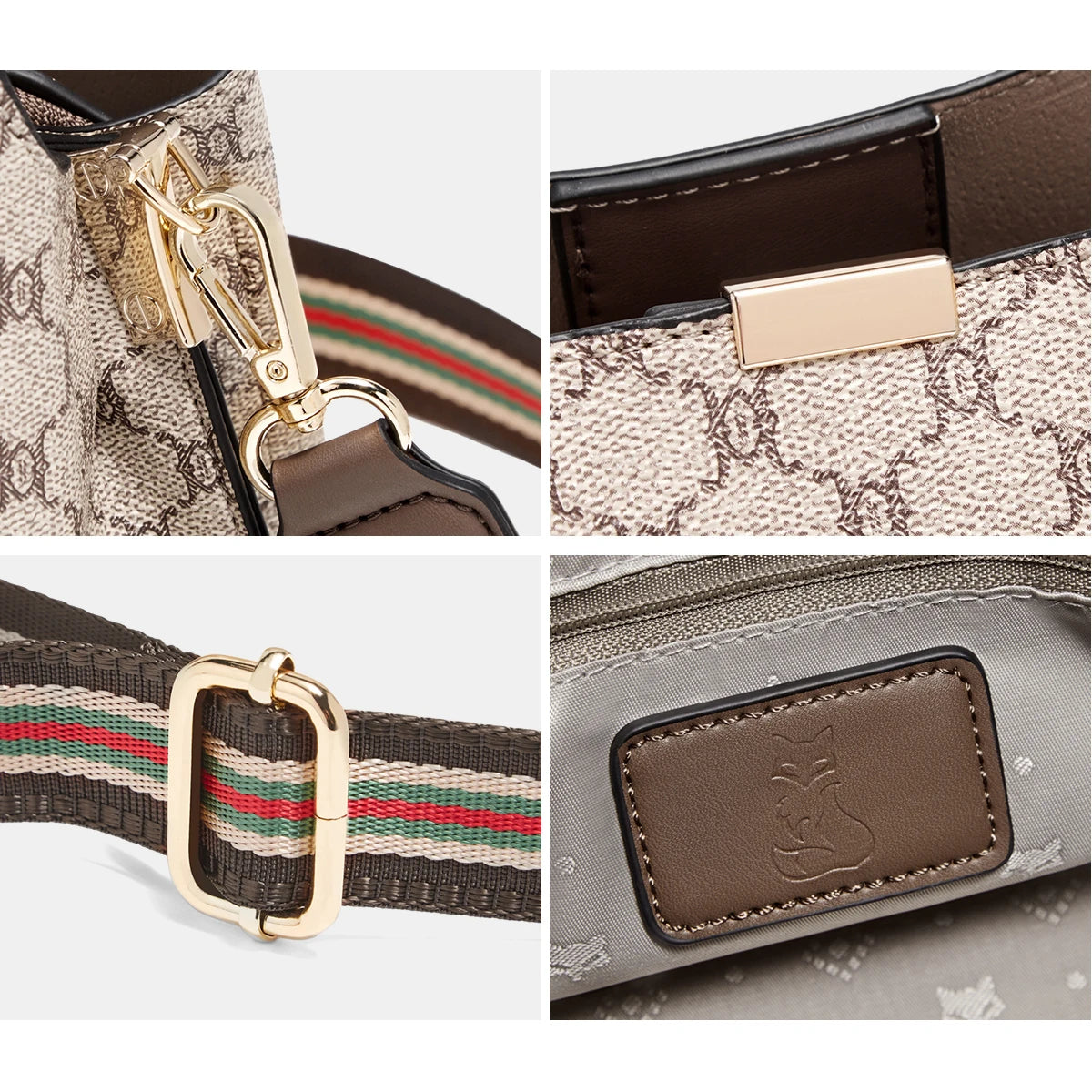 FOXER Monogram Women Shoulder Tote Bag 2025 Fashion Commuter Female Large Crossbody Purse for Mom