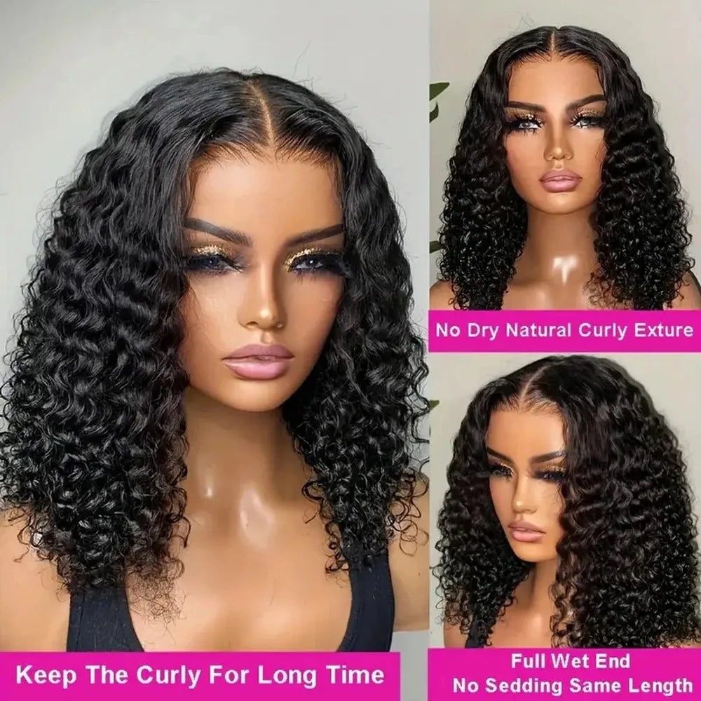 Mossily Short Curly Bob Wigs 13x6 HD Lace Front Human Hair For Women 220% Deep Wave 13x4 Frontal Brazilian Remy 5x5 Closure Wig