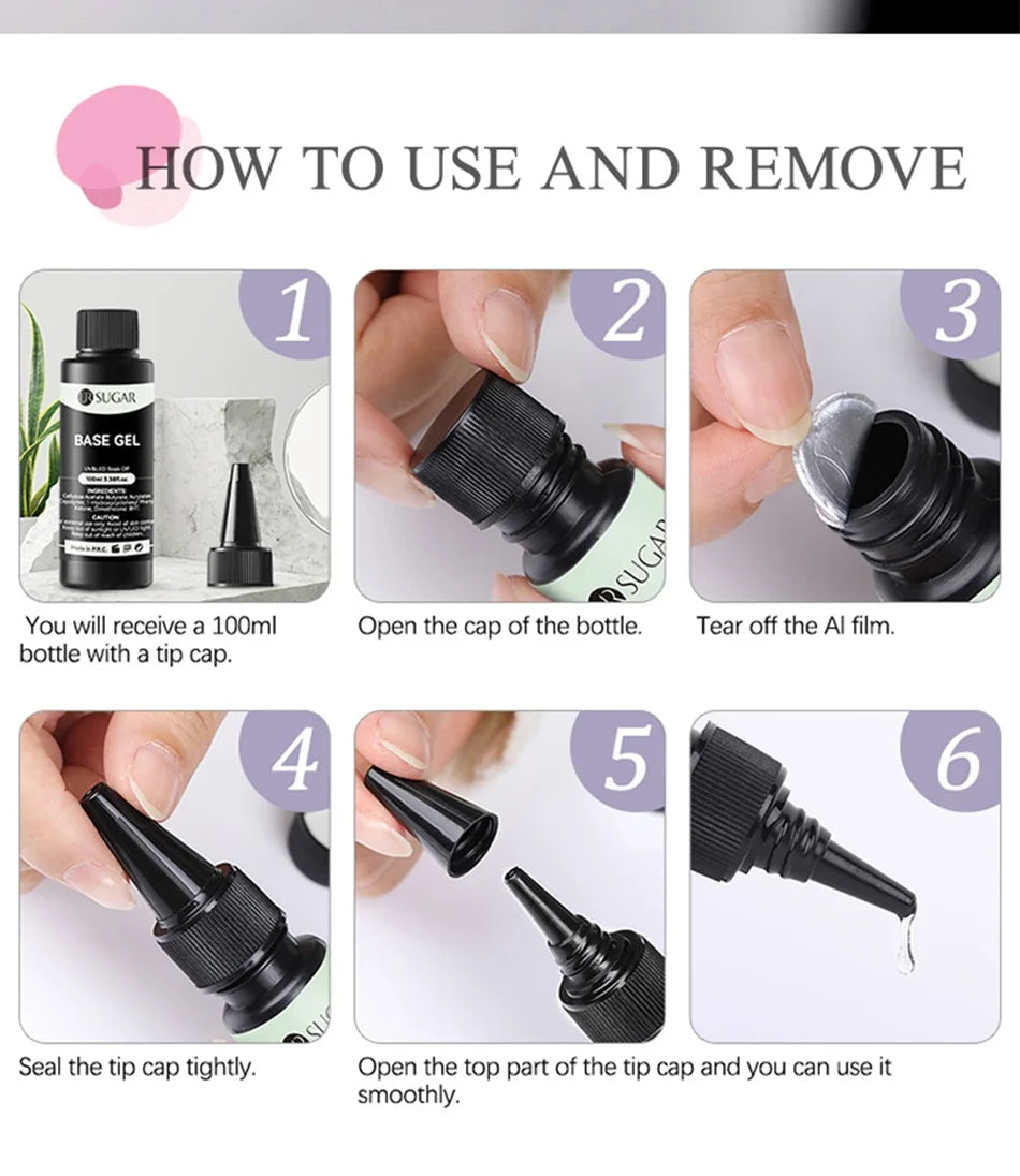 UR SUGAR 100ml Reinforcement Gel Nail Prep Dehydrator Nail Art Soak Off UV LED Base Gel No Wipe Top Coat Varnish Manicure