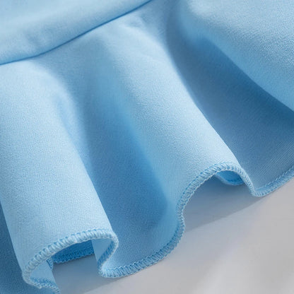 CUTENOVA Women Soft Tender Slight Blue Strapless Wrap Hipster Mini Pleated Dress Pullover Sexy Charm Outfits Girls Dating Wear