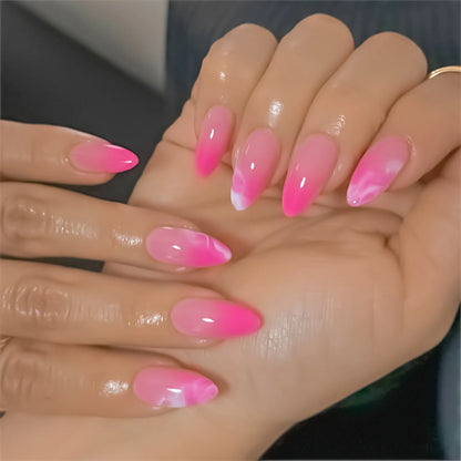 24pcs Black Gradients Long Paragraph Fashion Manicure Patch Reusable Adhesive False Nails Almond Fake Nails Press On Stiletto style13