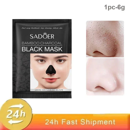 Blackhead Remover Mask Bamboo Charcoal Shrink Pores Acne Black Head Removal Cream Nose Cleansing Black Peel Off Masks Skin Care Sample-6g