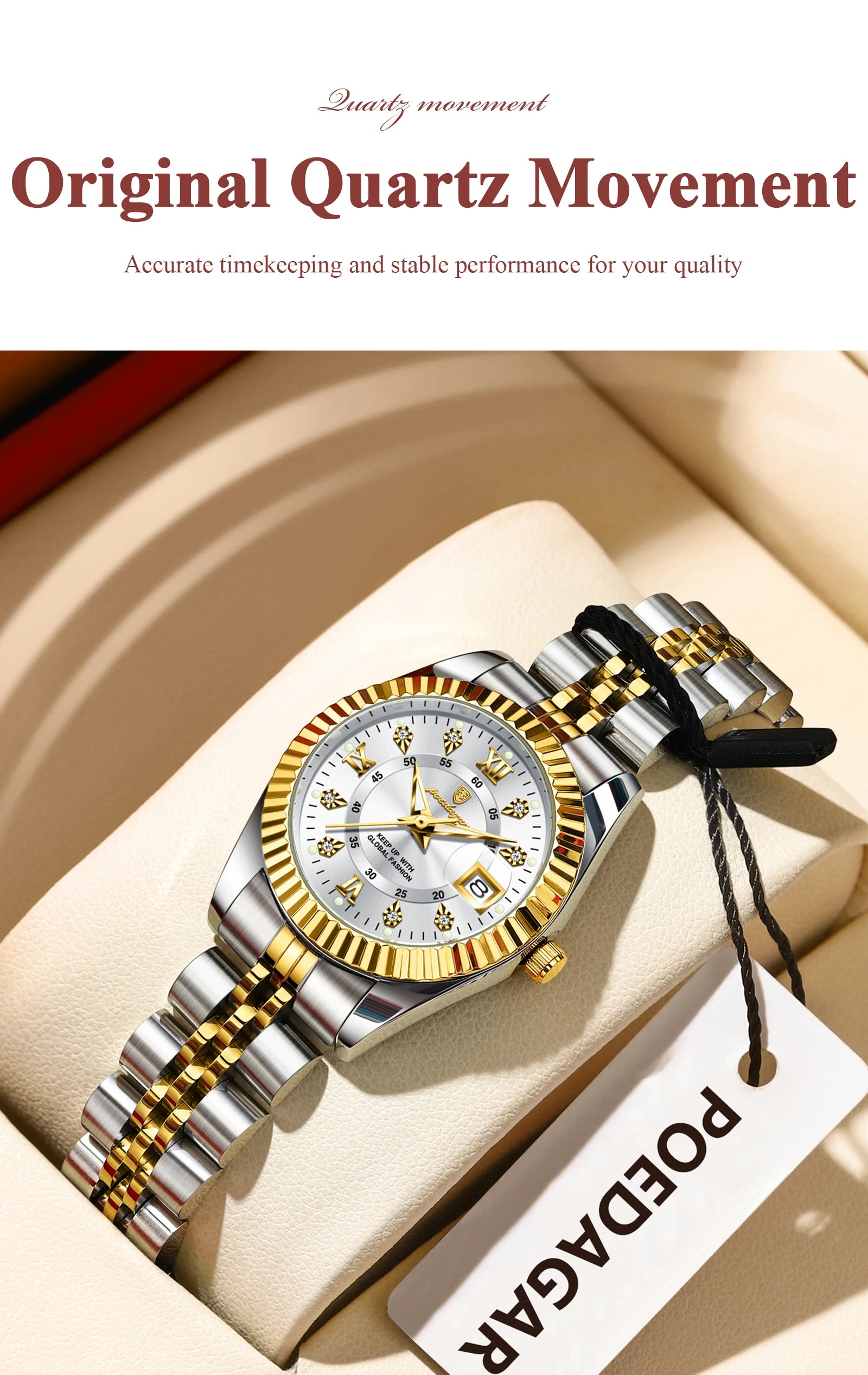 POEDAGAR Original Elegant Women's Watches Waterproof Luminous Date Women Watch Stainless Steel Quartz Fashion Ladies Wristwatch