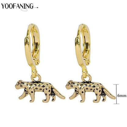 925 Sterling Silver Ear Needle Exquisite Luxury Hoop Earrings Unique Leopard Pendant Animal Design Women's Earrings Jewelry Gift