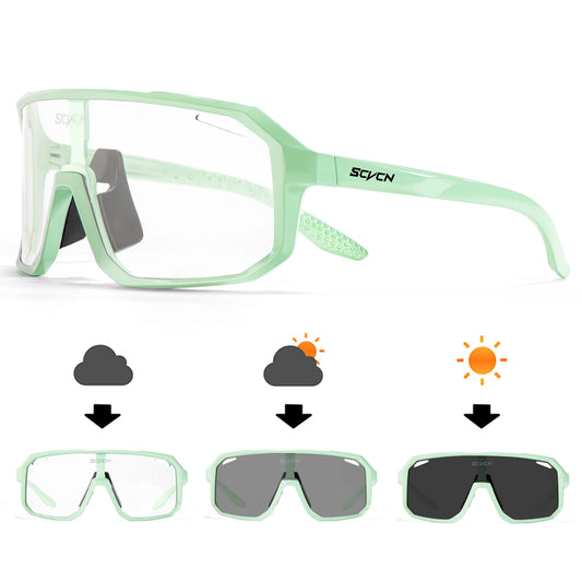 SCVCN Outdoor Photochromic Cycling Glasses Bike Sunglasses Men UV400 Eyewear Sports MTB Goggles Bicycle Riding Women Hiking New S62-PH-37 1lens no box