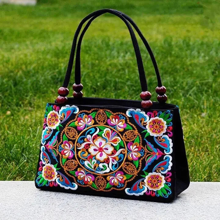 Fashion All-match 2024 New Girl Ethnic Style Embroidered Canvas Ladies Handbag Multifunction Mochila Mujer Sac A Dos 1