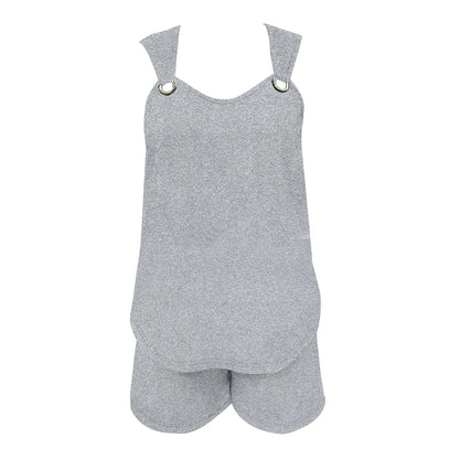 Women's Casual Fashion Set with Suspender Sleeveless Solid Color Top and Pants Set Summer Comfortable Clothing