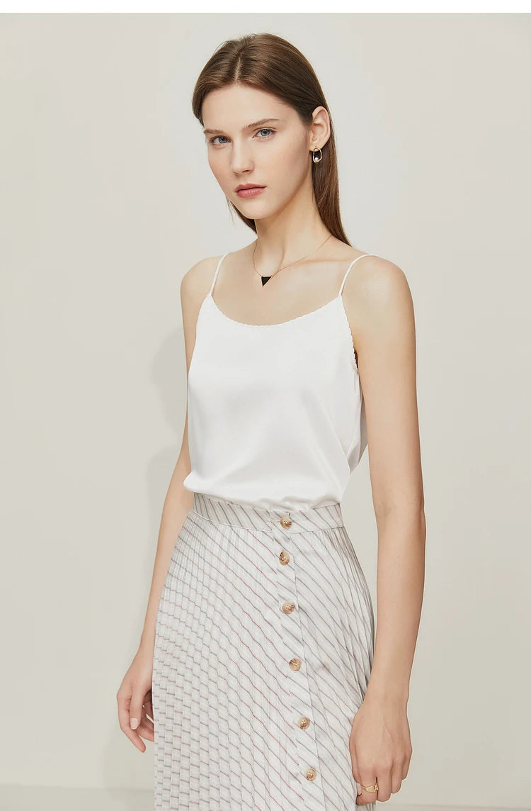 AMII Minimalism Sleeveless Top Women 2024 Summer New Camisole&Vest Office Lady Straight Chiffon Casual Female Clothing 12140330