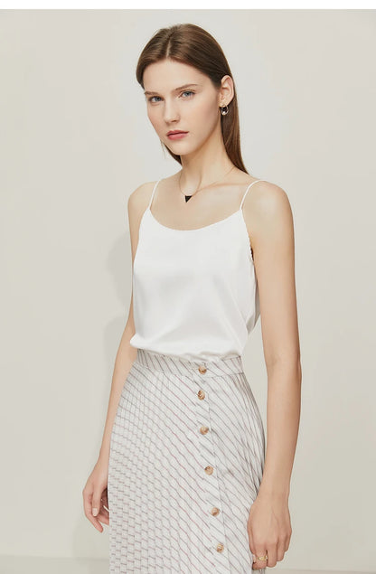 AMII Minimalism Sleeveless Top Women 2024 Summer New Camisole&Vest Office Lady Straight Chiffon Casual Female Clothing 12140330