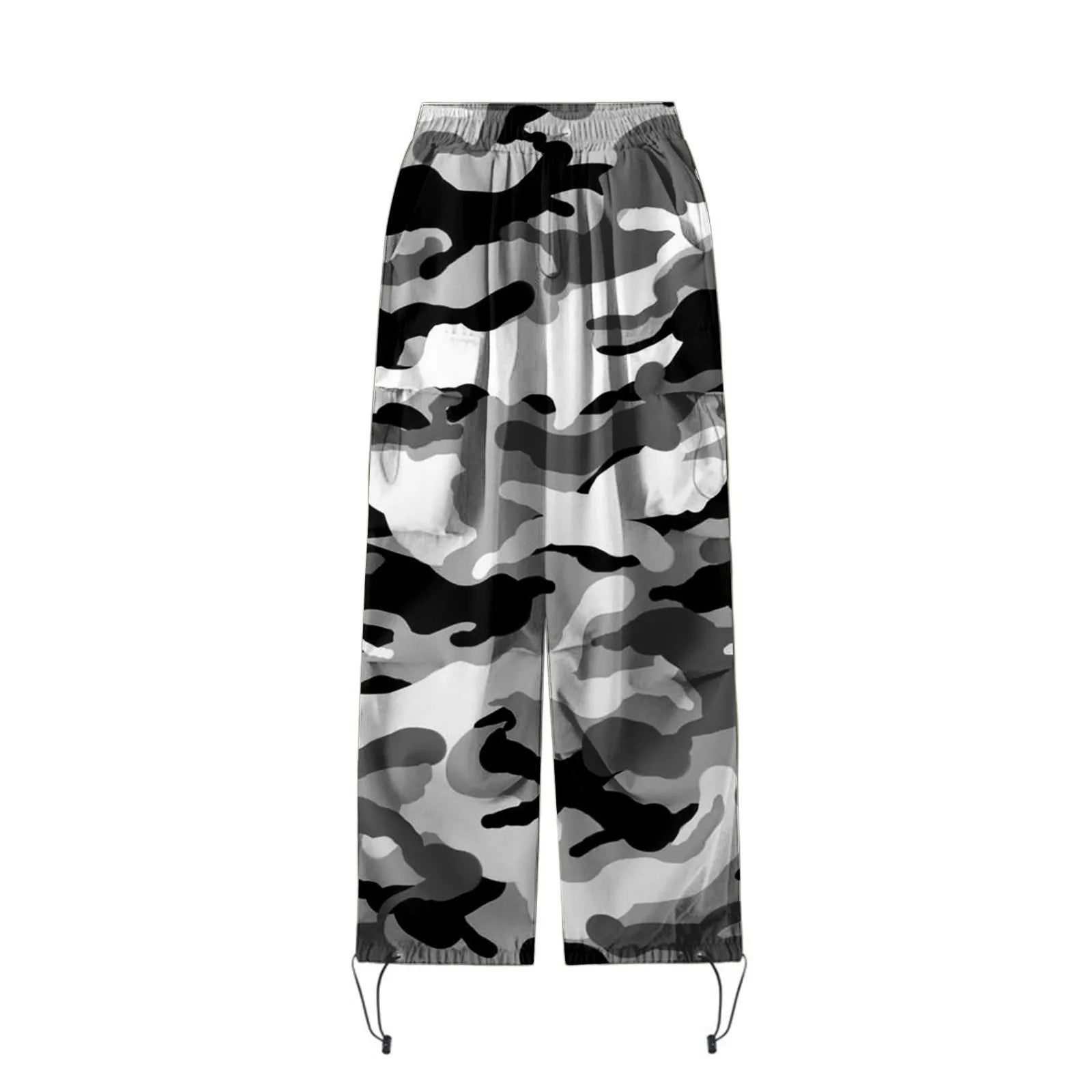 Womens Camouflage Cargo Pants Streetwear Hip Hop Baggy Trousers Casual Drawstring Joggers Pockets Loose Wide Leg Sweatpants