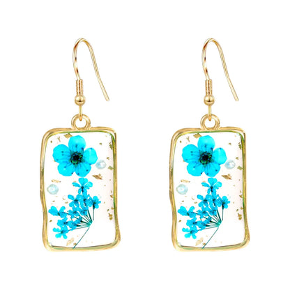 New In Earrings Dried Flower Crystal Dangle Hoop Earrings For Women Stainless Steel Diycharm Long Earring Cute Jewelry Wholesale 4