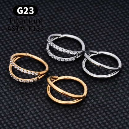 F136 G23 Titanium Nose Ring 16G Hinged Segment CZ Septum Clicke Daith Earrings Hoops Ear Cartilage Tragus Helix Piercing Jewelry