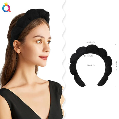 Wash Face Headbands For Women Puffy Sponge Hair Bands Cuff Waterproof Bands Absorbent Wristbands Girls Hair Accessories Set Badiee Stylez