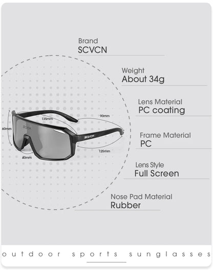 SCVCN Outdoor Photochromic Cycling Glasses Bike Sunglasses Men UV400 Eyewear Sports MTB Goggles Bicycle Riding Women Hiking New
