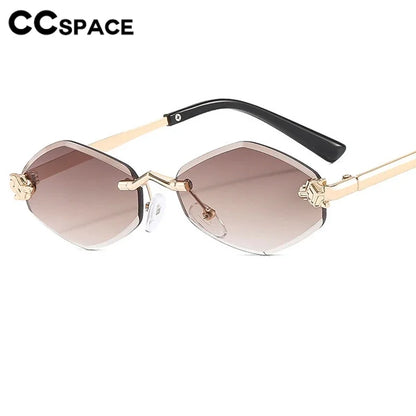 Luxury Rimless Sunglasses Women Brand Design Diamond Shape Small Size Sun Glasses Gradient Sunscreen UV400 #303862