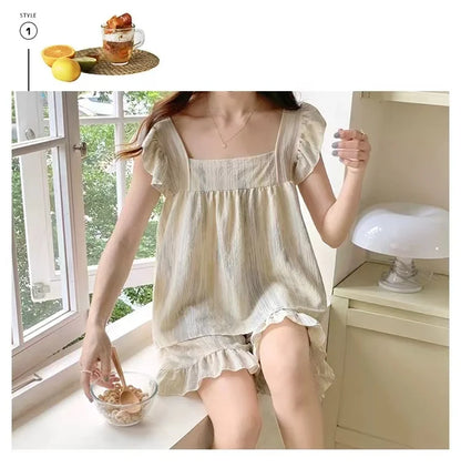 Summer Spwear Women's 2025 New Japanese Sle Fre Vest orts Woven Cotton Thin Home Clothes Set Sweet Print ort Pants