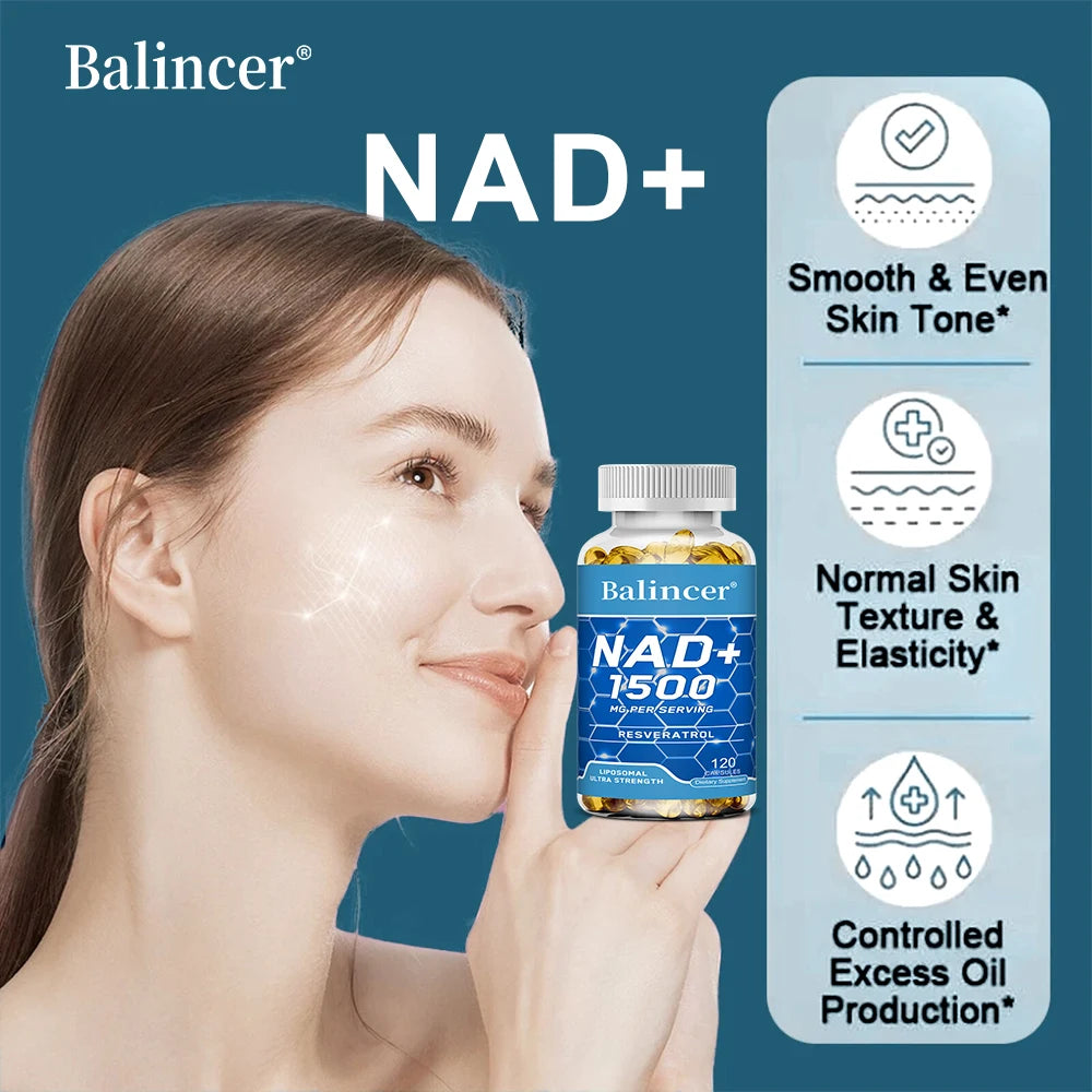 NAD+Supplements,with Resveratrol,Natural Energy Supplement,Support Cell Health,Anti-aging,Enhance Immunity-120 Capsules