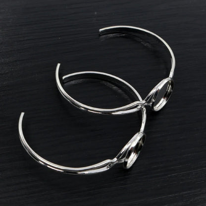 New High Quality 2pcs 16mm Silver Plated Children bracelet Cameo Bangle Base Bracelet Blank Setting Cabochon Cameo N6-28
