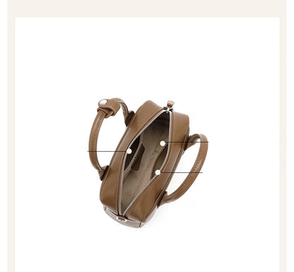 Hifashion Vintage Boston Cow Genuine Leather Handbags For Women 2025 Trend Designer Bowling Work Ladies Shoulder Crossbody Bags