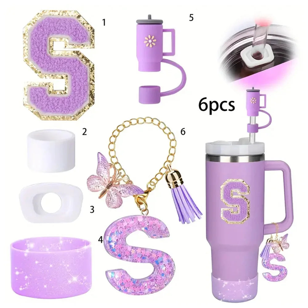 6PCS Cup Accessories Set for Stanley Cup  40oz tumbler with handle Including Silicone Straw Topper and Boot, Spill Proof Stopper Badiee Stylez