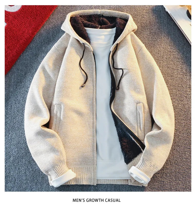 Classic Men's Knitted Sweater Cardigan Hooded Jackets Casual Streetwear Full Zip Cardigans Jackets Coat Badiee Stylez