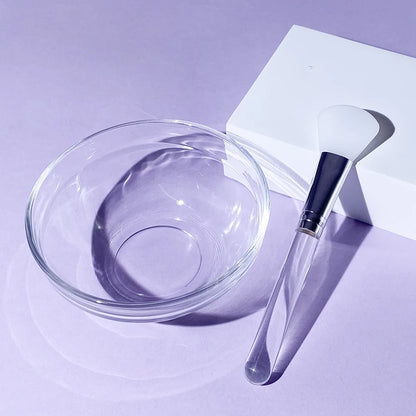 Skin Care DIY Mask Set Clear Rod Mud Mixing Bowl Spoon Set Soft Applicator Brushes for Face Deep Cleaning Portable Beauty Tools Set J-2pcs
