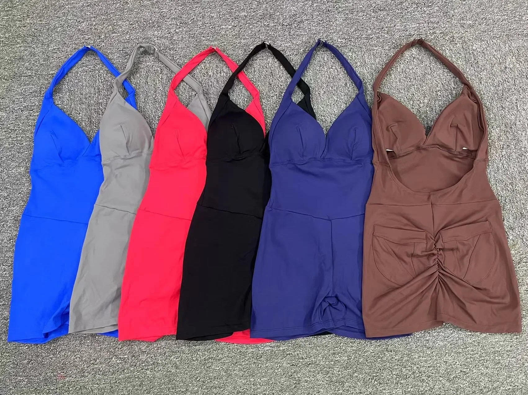 Gym Sport Jumpsuit Short Jumpsuit with Pocket Women Sportswear One Piece Yoga Set Sexy Backless Scrunch Fitness Overalls Romper