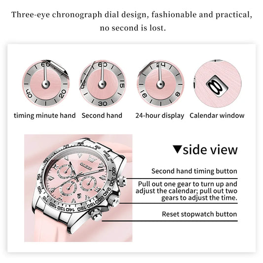 OLEVS 5618 Woman Watch Silicone Strap Luxury Brand Original Quartz Watch for Women Auto Date Waterproof Chronograph Ladies Clock