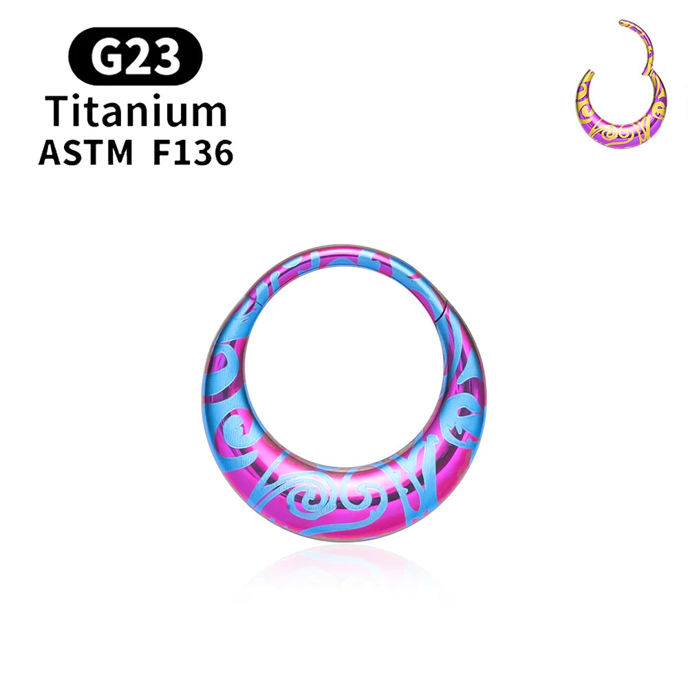 ASTM F136 Titanium 16G Moon Septum Hoop Ring Anodizing Hinged Segment Nose Clicker Tragus Helix Daith Earring Piercing Jewelry 1PCS 1