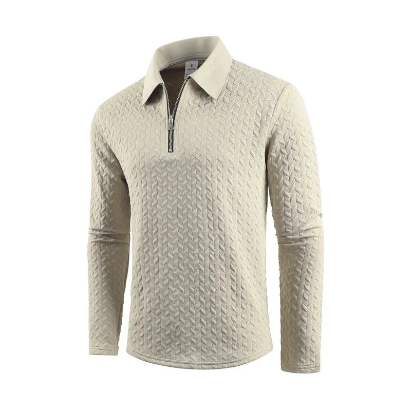 Zipper Polo Collar T Shirt Men Autumn Casual Sports Retro Light Luxury Pullover Fashion Men's Outdoor Long Sleeve Polo Shirts