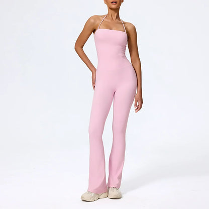 Fashionable Peach-Shaped Hip-Lifting And Neck-Hanging Yoga Jumpsuit For Women Casual And Slightly Flared Fitness Yoga Wear Badiee Stylez