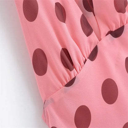 Trendix Pink Print Pleated Maxi Dress Women's Summer V Neck Sexy Backless Vintage Long Dresses 2025 Fall New Party Elegant Dress