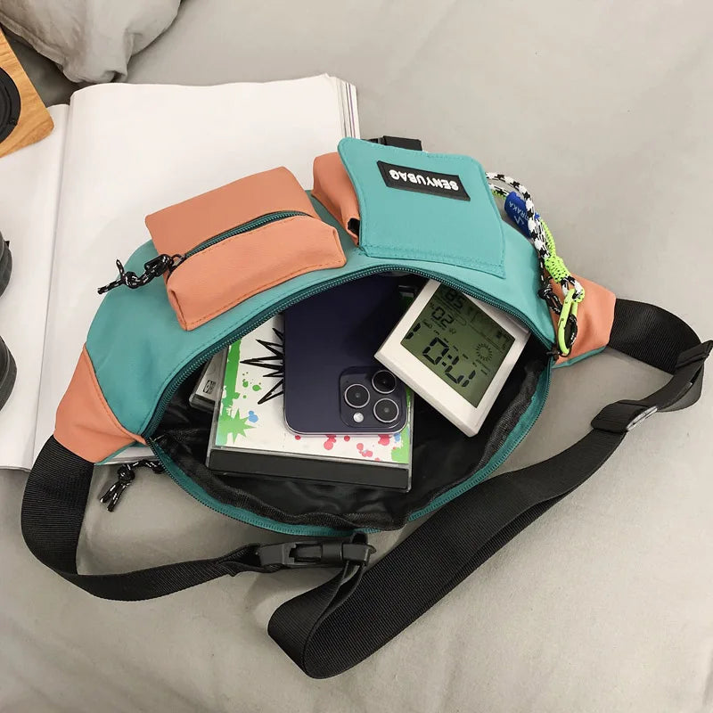 Women Waist Bag Casual Nylon Fanny Packs Banana Bags Street Hip Hop Waist Packs Unisex Chest Pack Travel Shoulder Crossbody Bags