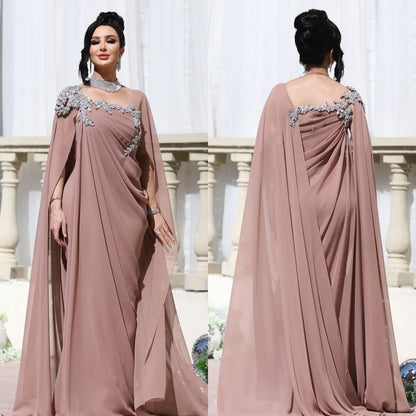 Customized Chiffon Pleat Sequined A-line Square Neck Long Dresses Bespoke Occasion Evening Formal Exquisite Badiee Stylez