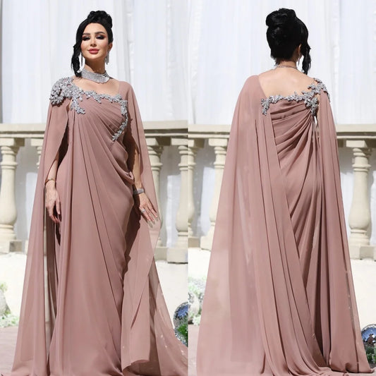 Customized Chiffon Pleat Sequined A-line Square Neck Long Dresses Bespoke Occasion Evening Formal Exquisite Badiee Stylez