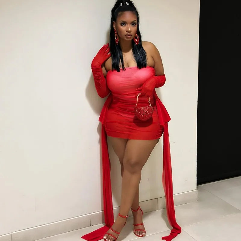 European and American foreign trade 2024 summer new solid color sleeveless strapless ribbon short slim and sexy dress