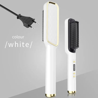 Electric Hot Comb Multifunctional Straight Hair Straightener Comb Negative Ion Anti-Scalding Styling Tool Straightening Brush White EU