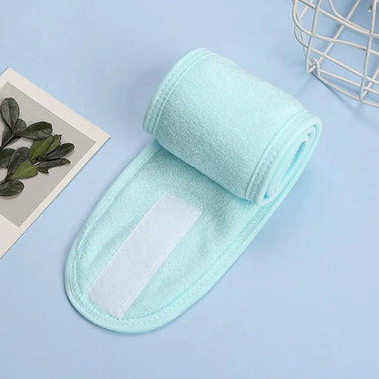 Hot Sale Soft Toweling Headbands for Face Washing Bath Makeup Hair Band for Women Adjustable SPA Headband Cosmetic Headband Light blue Size fits all