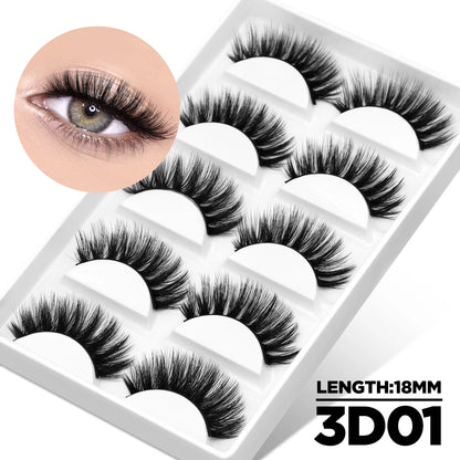 GROINNEYA Cat Eye Lashes Natural Fluffy False Lashes With Winged Ends For Extended Natural Look Soft Clear Stem Lashes Makeup 3D01